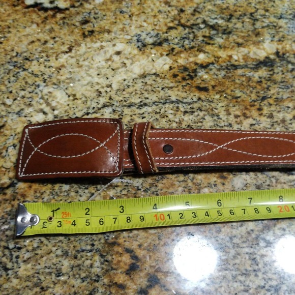 Chambers Sz 36 Tooled Leather Belt And Buckle Hand Finished Western - Picture 6 of 14